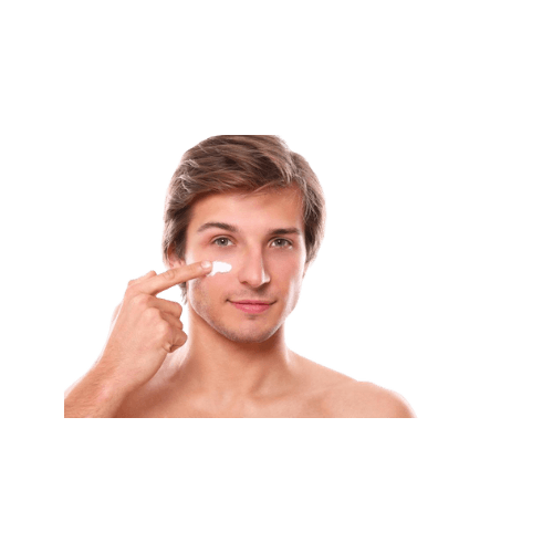 Man applying skin cream